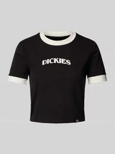 Koszulki i topy damskie - T-shirt krótki z nadrukiem z logo - grafika 1
