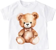 Koszulki dla dziewczynek - Koszulka z misiem dla dziewczynki WZÓR MISIEK60 - miniaturka - grafika 1