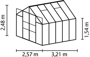 VITAVIA szklarnia ogrodowa URANUS 8300 zielona (8.3 m², 2.57 m x 3.21 m), szkło hartowane + baza - Szklarnie ogrodowe - miniaturka - grafika 2