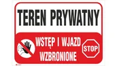 Akcesoria BHP - Tabliczka ostrzegawcza PCV /Teren prywatny Wstęp i wjazd wzbronione 350x250/ B25/L/P - miniaturka - grafika 1