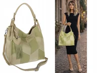 Torebki damskie - Torebka Damska Listonoszka Worek Shopper Torba na Ramię MC675 zielona - miniaturka - grafika 1