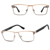 Okulary korekcyjne, oprawki, szkła - Męskie oprawki korekcyjne okulary zerówki 876F różowe złoto - miniaturka - grafika 1