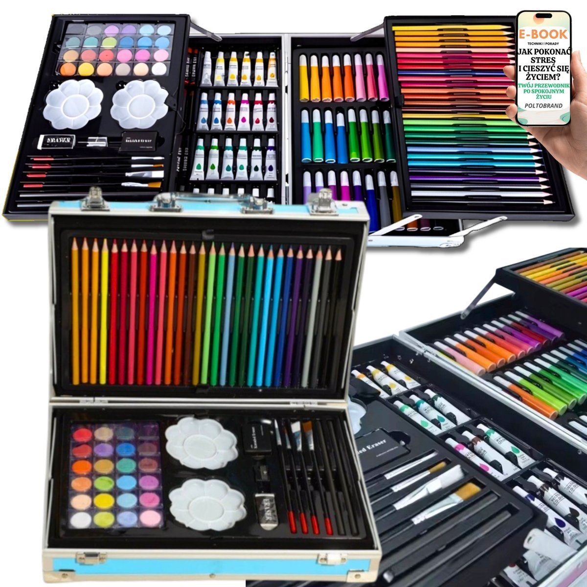 PREZENT DLA DZIECKA NA ŚWIĘTA LUB URODZINY DO MALOWANIA WALIZKA ARTYSTY Zestaw Do Malowania Dla Chłopca Wnuczka Syna 4 5 6 7 8 9 Latka + EBOOK-1