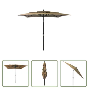 The Living Store 3-poziomowy parasol na aluminiowym słupku - taupe - 2 -5x2 -5 m - Parasol Ogrodowy - Parasole ogrodowe - miniaturka - grafika 1