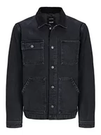 Kurtki męskie - JACK & JONES męska kurtka jeansowa, czarny denim, M - miniaturka - grafika 1