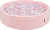 Suche baseny - KiddyMoon KiddyMoon Suchy basen okrągły z piłeczkami 7cm 120x30 różowy: pudrowy róż-perła-transparent 120x30/1000piłek Zabawka basen piankowy - miniaturka - grafika 1