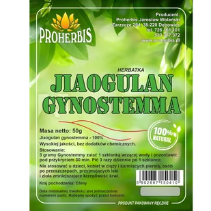 JIAOGULAN LIŚĆ (Gynostemma) suplement diety 50g PROHERBIS - Suplementy naturalne - miniaturka - grafika 1