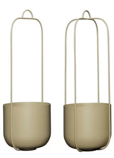 Doniczki wiszące Lu komplet 2 szt., khaki, Hübsch - Donice - miniaturka - grafika 1