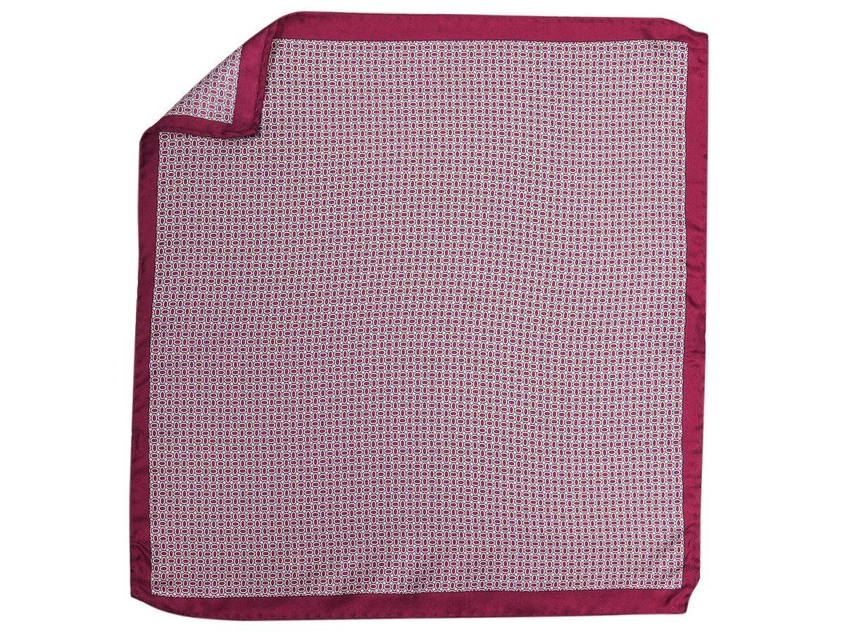 Bordowa jedwabna poszetka we wzór - owal EJ11