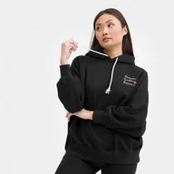 Bluzy sportowe damskie - Damska bluza dresowa nierozpinana z kapturem Champion Rochester Hooded Sweatshirt  - czarna - CHAMPION - miniaturka - grafika 1