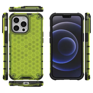 Honeycomb etui pancerny pokrowiec z żelową ramką iPhone 13 Pro zielony - Etui i futerały do telefonów - miniaturka - grafika 2