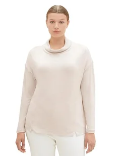 TOM TAILOR Damska koszulka z długim rękawem Plussize, 33962 - Doeskin Melange, 48 - Koszulki i topy damskie - miniaturka - grafika 1