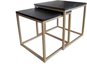 Ławy i stoliki kawowe - Stolik kawowy 2W1 marmur czarny podstawa złota - miniaturka - grafika 1