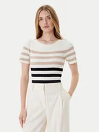 Swetry damskie - Morgan Sweter 252-MPIANA Beżowy Slim Fit - miniaturka - grafika 1