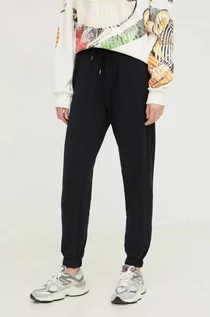 Spodnie damskie - Desigual spodnie dresowe bawełniane kolor granatowy gładkie - grafika 1