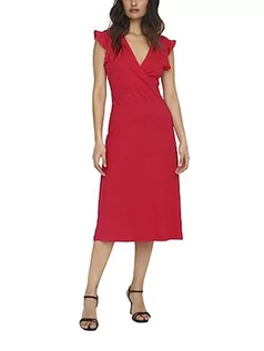 Sukienki - ONLY Women's ONLMAY S/L WRAP Dress Box JRS sukienka midi, High Risk Red, L, czerwony (high risk red), L - grafika 1