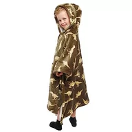 Koce i narzuty dla dzieci - Bedlam Dziecięca narzuta polarowa z kapturem Sherpa, poliester, zielony dinozaur, 75 x 92,5 cm - miniaturka - grafika 1