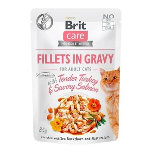 Brit Care Cat Fillets in gravy 85 g filety indyka i łososia w sosie - Mokra karma dla kotów - miniaturka - grafika 1