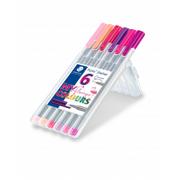 Flamastry - Staedtler-Triplus Staedtler Triplus Fineliner 334 SB10 cienkopisy, Flamingo 6 szt. 334 SB6CS6 - miniaturka - grafika 1