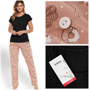 Cornette Piżama Damska Koszulka Długie Spodnie 690_46 Bawełna Rozmiar XXL - Piżamy damskie - miniaturka - grafika 1