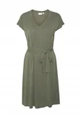 Sukienki - VILA SUKIENKA Z WIAZANYM PASKIEM W KOLORZE KHAKI Z DEKOLTEM V XL XQA - miniaturka - grafika 1