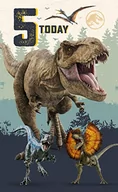 Kartki okolicznościowe i zaproszenia - Kartka na 5. urodziny, kartka urodzinowa na 5. urodziny, karta światowa Jurassic World Card na 5. urodziny, kartka urodzinowa na 5. urodziny Jurassic World - miniaturka - grafika 1