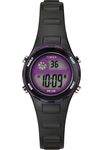 Timex Zegarek dla Dzieci Time Machines 27 mm, Czarny Pasek Żywiczny, Tarcza Cyfrowa, Czerwona Obudowa TW2W92300