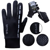 Rękawiczki rowerowe - RĘKAWICZKI DOTYKOWE ZIMOWE M MĘSKIE DAMSKIE OCIEPLANE Z MESZKIEM ODBLASK - miniaturka - grafika 1