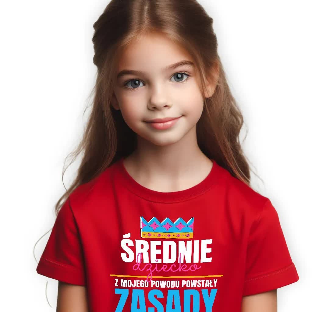 KOSZULKA Czerwona Dziecięca ŚREDNIE Dziecko Śmieszny Wzór IMIĘ - 146 cm