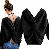 Swetry damskie - CIEPŁE PONCZO GRUBY SWETER DAMSKI BOLERKO ASYMETRYCZNA NARZUTKA PONCHO - miniaturka - grafika 1