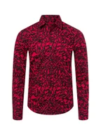 Koszule męskie - HUGO Męska koszula casual - Ermo Mężczyźni Slim Fit Bawełna czerwony wzorzysty, S - miniaturka - grafika 1