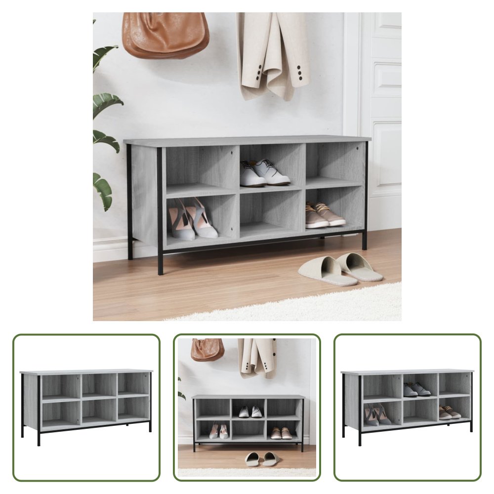 The Living Store Stojak na buty szary Sonoma 100x35x50 cm Materiał drewnopochodny