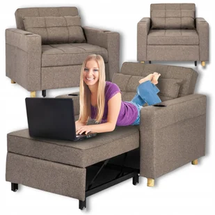 Fotel Rozkładany Amerykanka Kanapa Do Spania Sofa Wypoczynkowy Beż Solor - Fotele - miniaturka - grafika 1