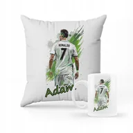 Gadżety dla niej i dla niego - ZESTAW PODUSZKA + KUBEK Prezent Ronaldo CR7 + IMIĘ - miniaturka - grafika 1
