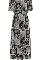 Sukienki - IZIA Damska sukienka maxi z nadrukiem etno, czarny biały, L - miniaturka - grafika 1