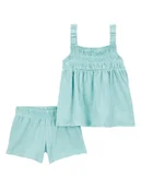 Kaftaniki dla niemowląt - carter's 2-częściowy zestaw w kolorze turkusowym - miniaturka - grafika 1