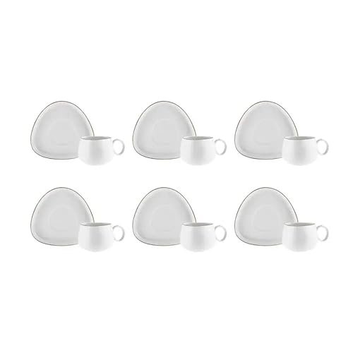 Karaca Streamline Tribe zestaw filiżanek do herbaty dla 6 osób, 200 ml, nowa kość, kawa, herbata i ciasto, stylowy Cay bardagi, do kawy lub herbaty, dekoracyjny zestaw Cay
