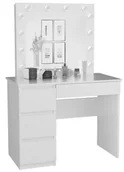 Toaletki - Białe biurko toaletka z szufladami i lustrem led L6-E65 - miniaturka - grafika 1