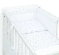 Pościel dla dzieci - MAMO-TATO 3-el pościel dla niemowląt 100x135 do łóżeczka 60x120 Velvet PIK - Gwiazdki bąbelkowe szare / biały - miniaturka - grafika 1