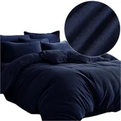 Pościel - Komplet pościeli bawełnianej GRUBA FROTA 160x200 MIĘKKA FROTTE granatowy - miniaturka - grafika 1