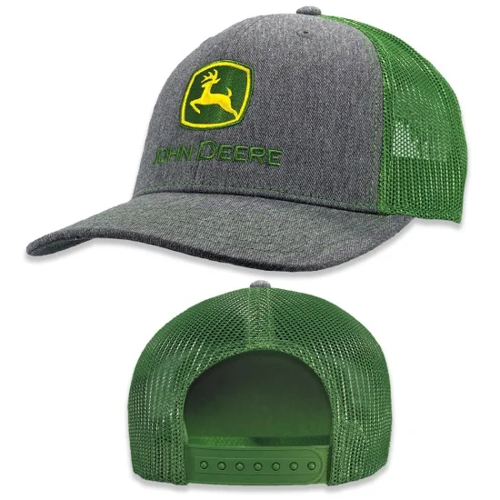 Oryginalna czapka john Deere szaro-zielona z siatką
