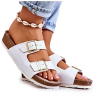 Klapki i japonki damskie - Damskie Klapki Sprzączki Inblu NM000027 Białe - miniaturka - grafika 1