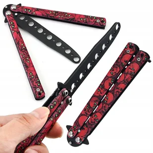 Nóż motylkowy treningowy tępy składany red skull c69 - Noże Nóż motylkowy treningowy tępy składany red skull c69 - Noże - miniaturka - grafika 1