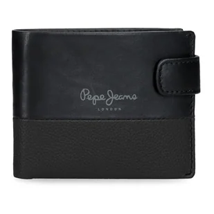 Pepe Jeans Podwójny Portfel Poziomy z zatrzaskiem Czarny 11x8,5x1 cm Skóra by Joumma Bags, Czarny (Black), Talla única, Portfel poziomy z zapięciem na klik - Portfele - miniaturka - grafika 1
