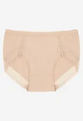 Majtki damskie - Beżowe Majtki Figi z Bawełny z Koronkową Lamówką Idilea - miniaturka - grafika 1