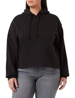 Bluzy damskie - PIECES Damska bluza z kapturem, taśma do wiązania, czarny, XS - miniaturka - grafika 1