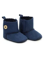 Buty dla dziewczynek - Buciki niemowlęce niechodki na rzepy granatowe z guziczkiem 6-12 miesięcy - miniaturka - grafika 1