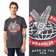 Koszulki męskie - Wrangler AMERICANA TEE Faded CZARNY T-SHIRT BAWEŁNIANA KOSZULKA NADRUK M - miniaturka - grafika 1
