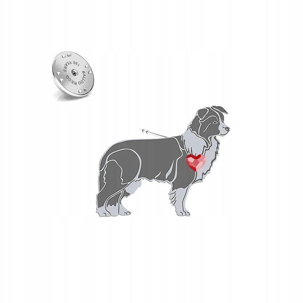 Wpinka Srebrna z psem Border Collie 925 Kobieta Prezent DEDYKACJA GRATIS