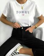 Koszulki i topy damskie - T-shirt Damski Tommy Hilfiger, Biała Koszulka Damska, Rozmiar Xs - miniaturka - grafika 1